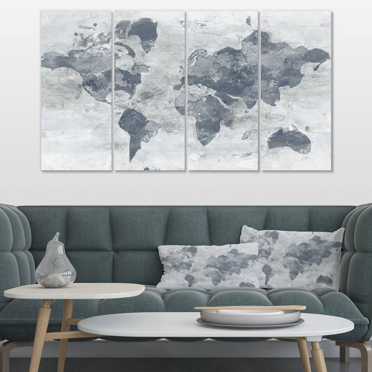 Designart - Golden Grey World Neutral - Traditional Canvas Art